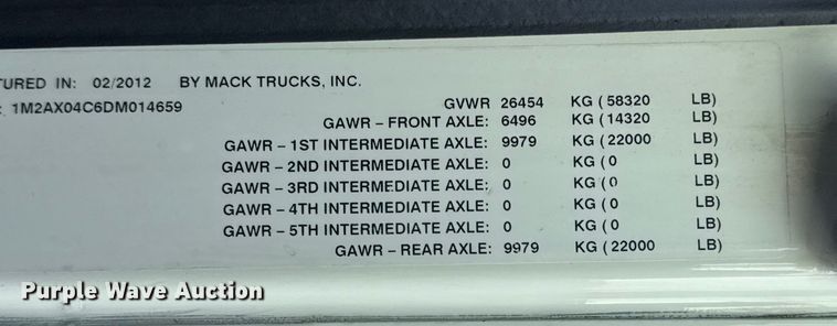 image for item EG1846 2013 Mack GU713 hook lift truck