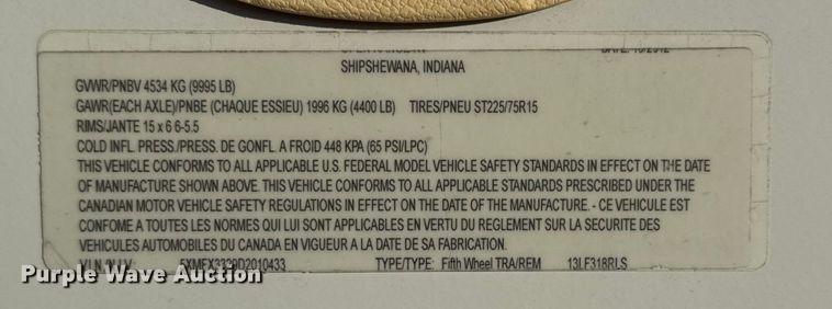 image for item EG1847 2013 Open Range Light camper