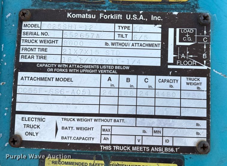 image for item EG1856 Komatsu FG25SHT-12 forklift