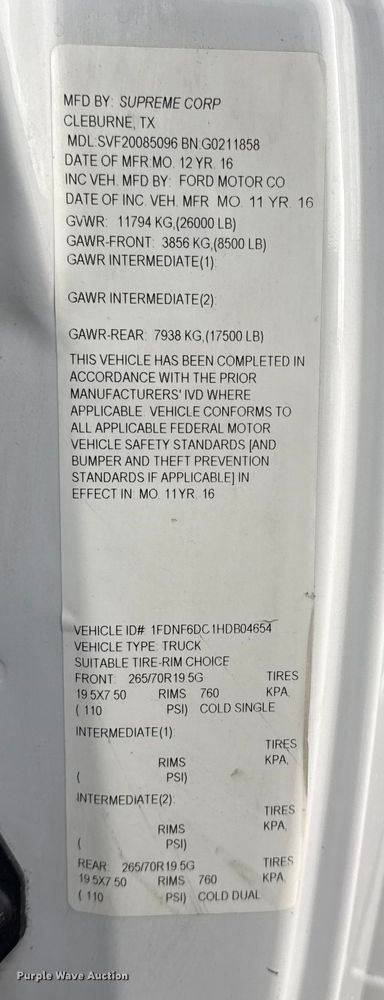 image for item EG1880 2017 Ford F650 Super Duty box truck