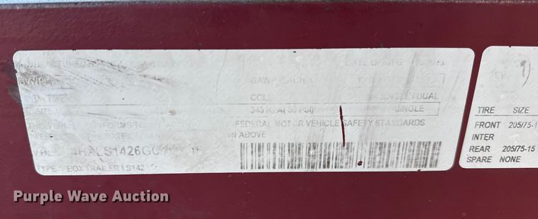 image for item EG1885 2016 Carson utility trailer