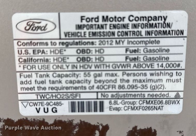 image for item EG5949 2012 Ford E450 box truck
