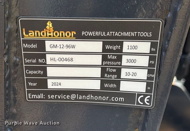 image for item EN0132 2024 LandHonor GM-12-96W skid steer grader
