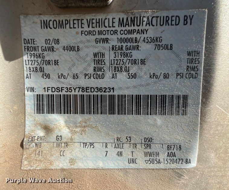 image for item EP2708 2008 Ford F350 flatbed pickup truck