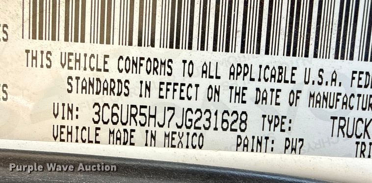 image for item EP2717 2018 RAM 2500 Crew Cab flatbed pickup truck