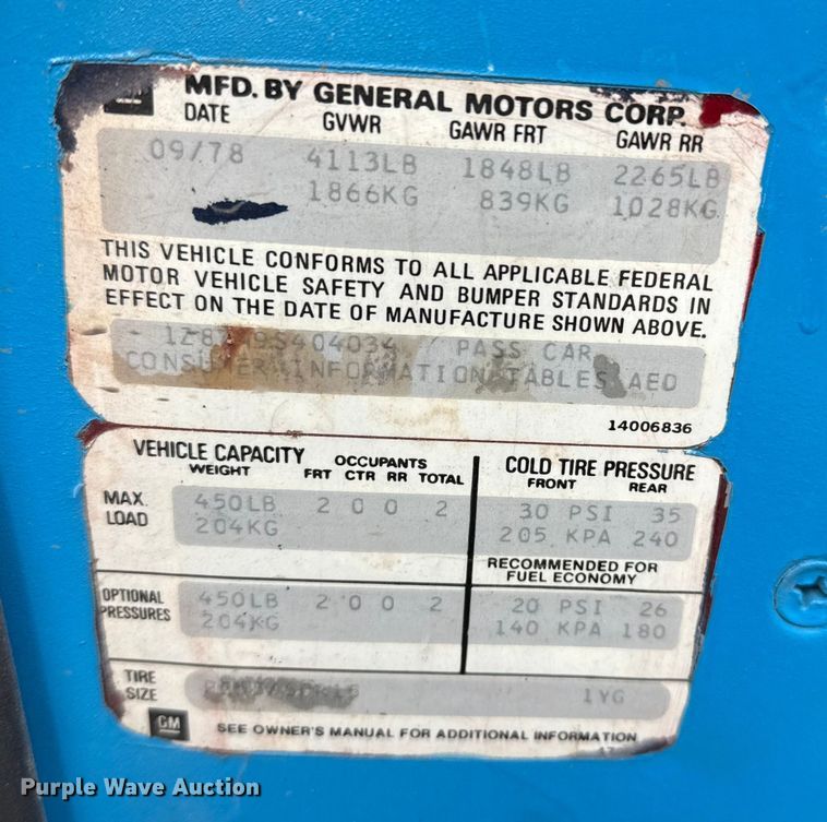 image for item EP2743 1979 Chevrolet Corvette 