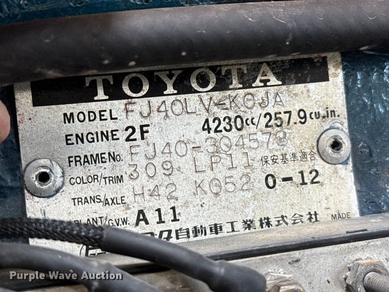 image for item EP2744 1979 Toyota FJ40 Land Cruiser SUV