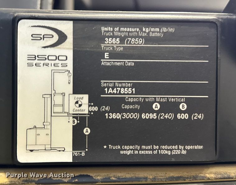 image for item ER0346 2016 Crown SP3520-30 order picker