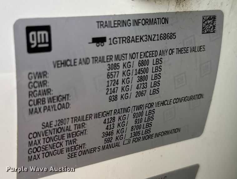 image for item ET4023 2022 GMC Sierra 1500 Double Cab pickup truck