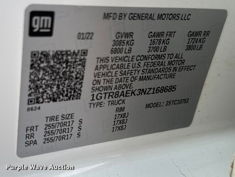 image for item ET4023 2022 GMC Sierra 1500 Double Cab pickup truck