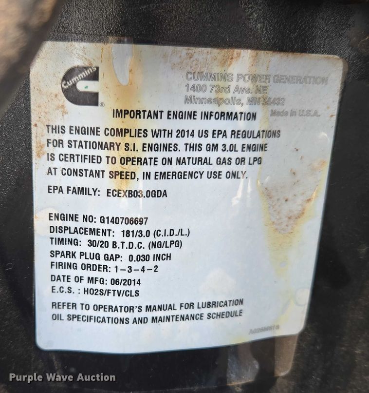 image for item ET5470 Cummins GGMB-1408154 generator