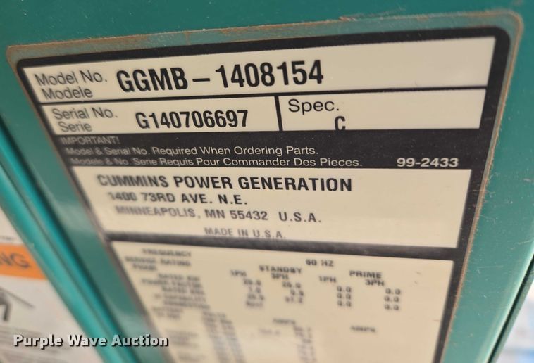 image for item ET5470 Cummins GGMB-1408154 generator