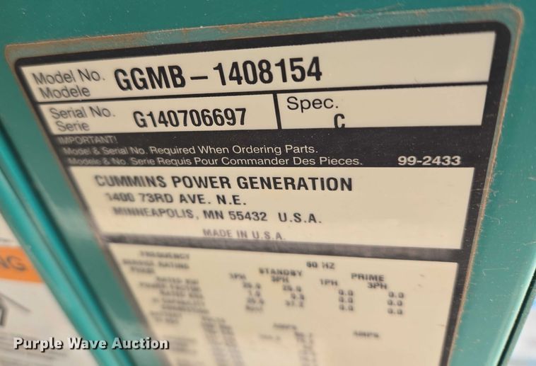 image for item ET5470 Cummins GGMB-1408154 generator