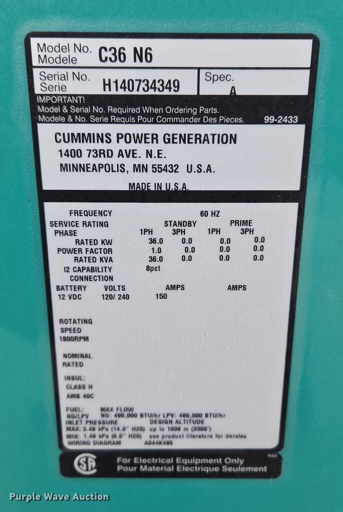 image for item ET5473 Cummins C36 N6 generator