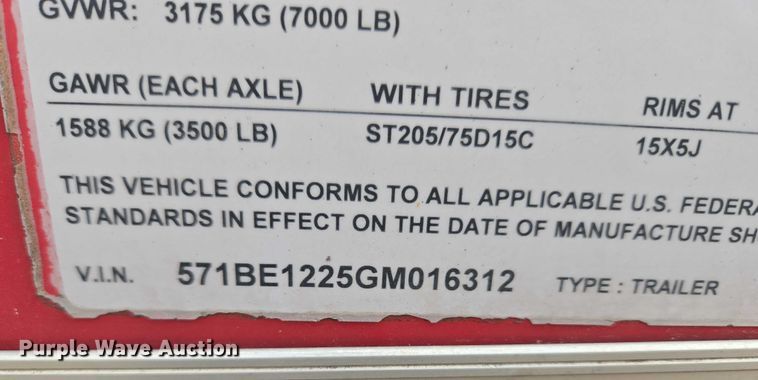 image for item ET5477 2016 Lark United Manufacturing LLC enclosed cargo trailer