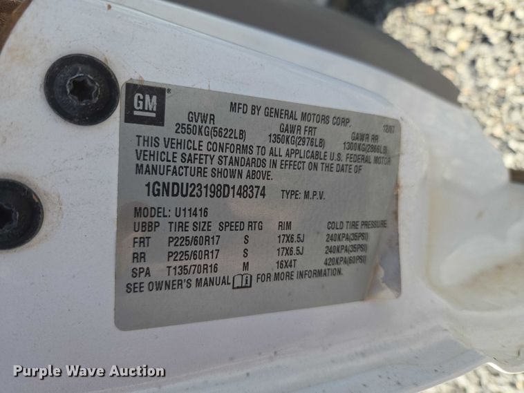 image for item EU3809 2008 Chevrolet Uplander van