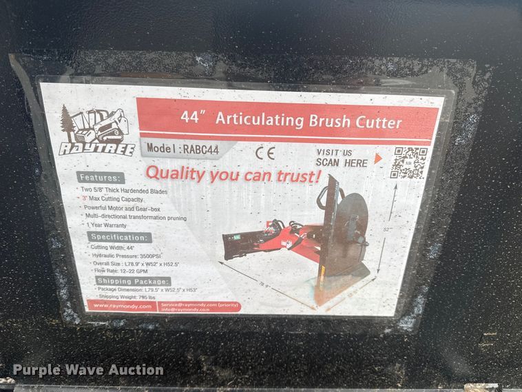 image for item EU4011 2025 RayTree RABC44 skid steer boom rotary mower