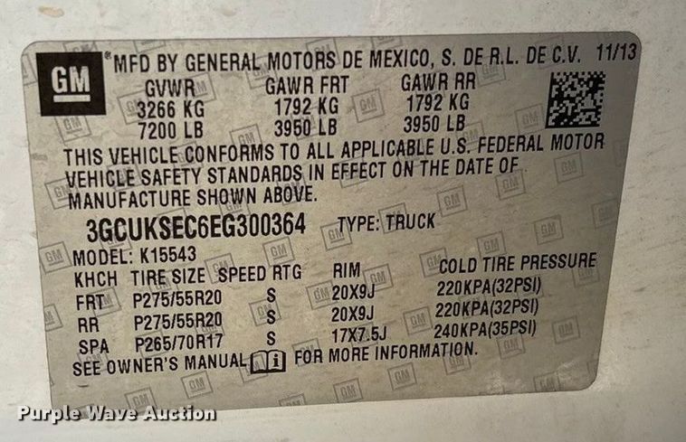 image for item EU4746 2014 Chevrolet Silverado 1500 Crew Cab pickup truck