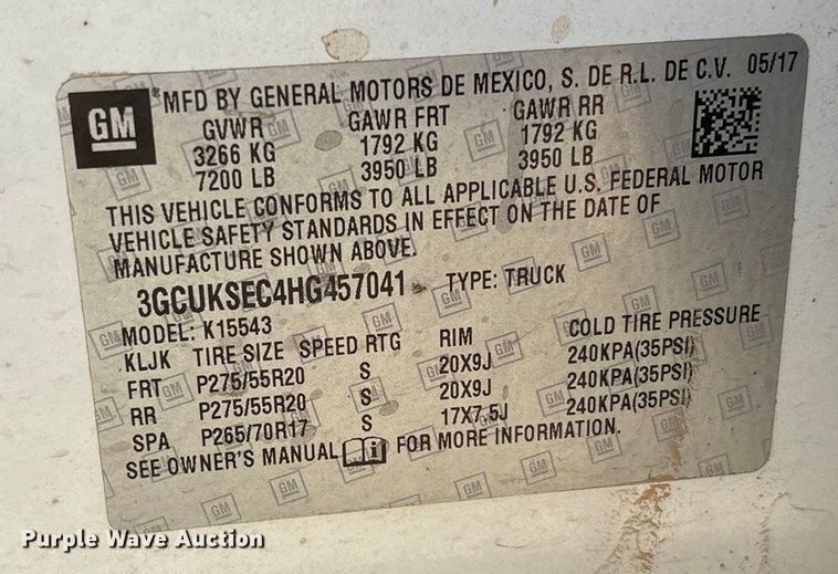 image for item EU4747 2017 Chevrolet Silverado 1500 Crew Cab pickup truck