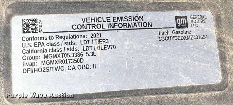 image for item EU4749 2021 Chevrolet Silverado 1500 Crew Cab pickup truck