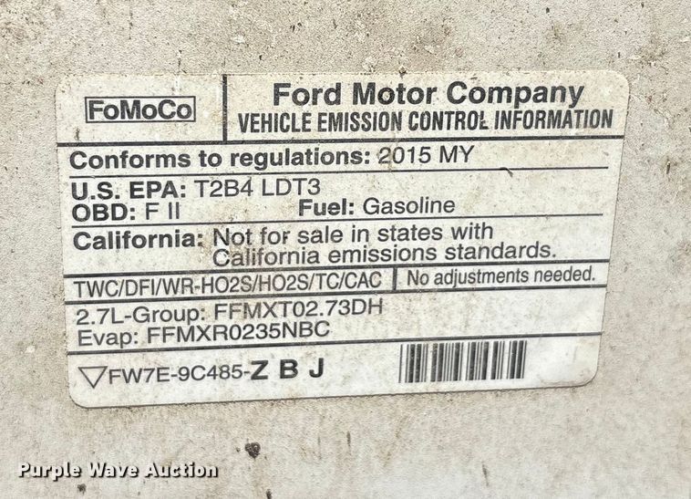 image for item EU4751 2015 Ford F150 Ext. Cab pickup truck