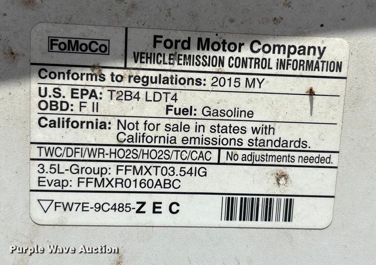 image for item EU4752 2015 Ford F150 Crew Cab pickup truck