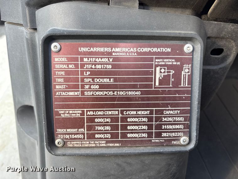 image for item EU8571 2017 UniCarriers PF90YLP forklift