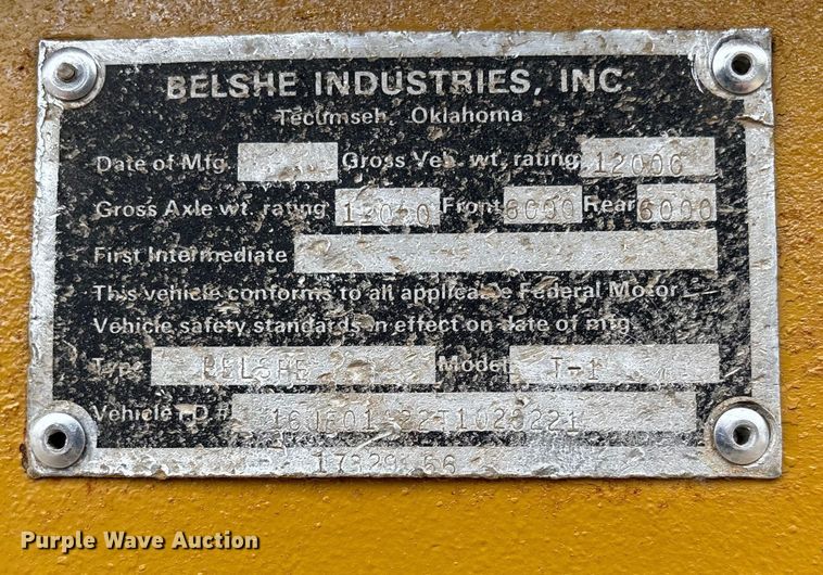 image for item EV3497 1996 Belshe T-1 equipment trailer