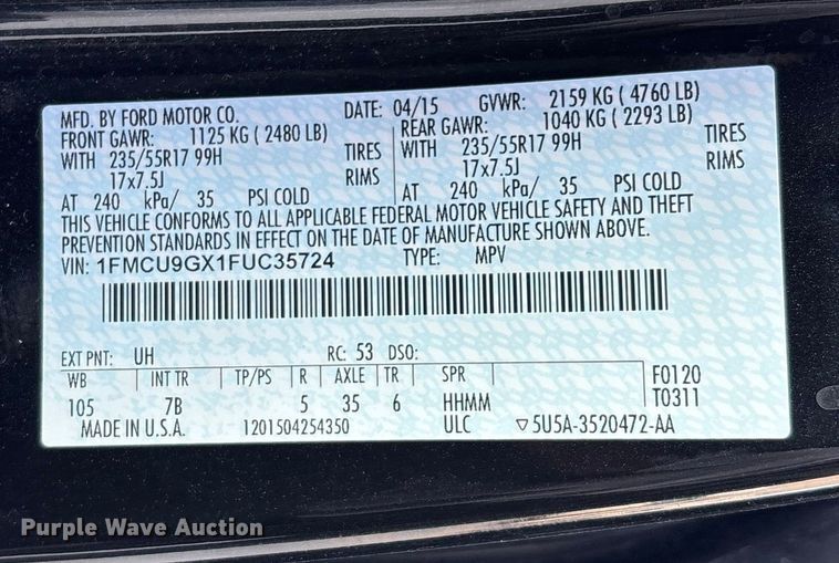 image for item FG1571 2015 Ford Escape SE SUV