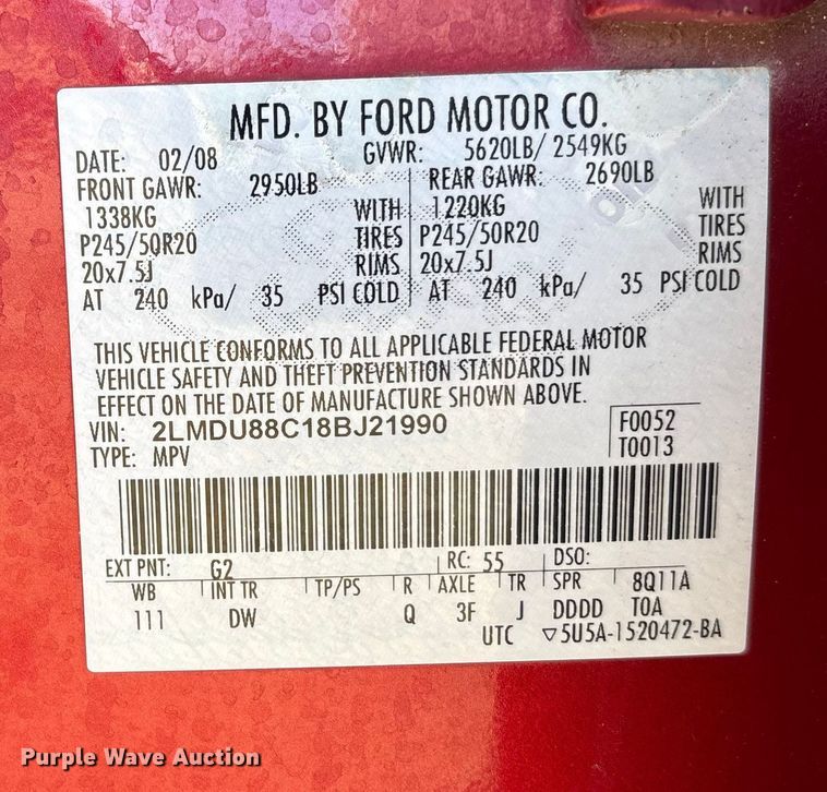 image for item FG1628 2008 Lincoln MKX Limited Edition SUV