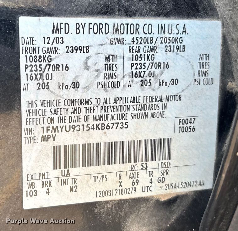 image for item FG1629 2004 Ford Escape 