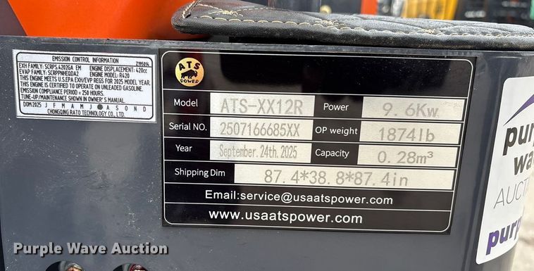 image for item FG2503 2025 ATS power XX12R mini excavator