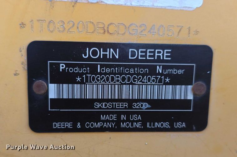 image for item FI0757 2013 John Deere 320D skid steer loader