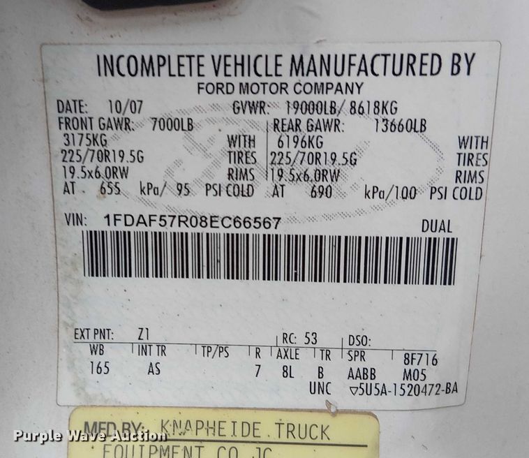 image for item FK0911 2008 Ford F550 dump truck