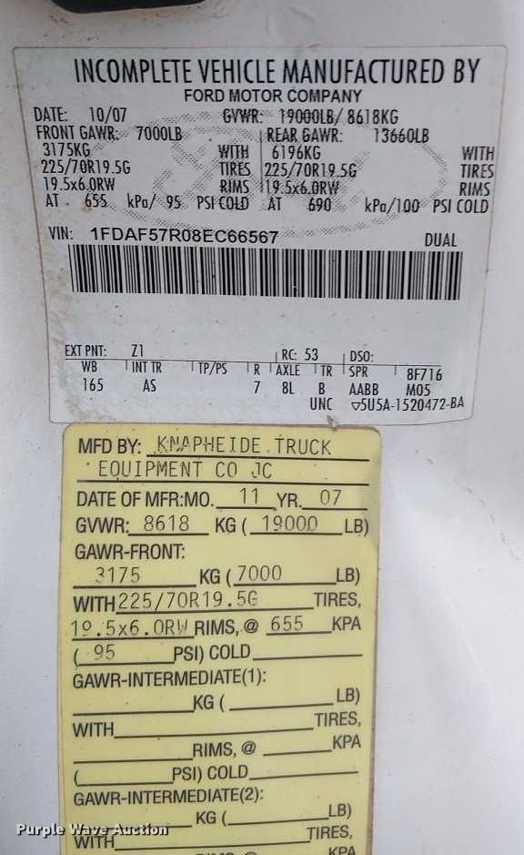 image for item FK0911 2008 Ford F550 dump truck