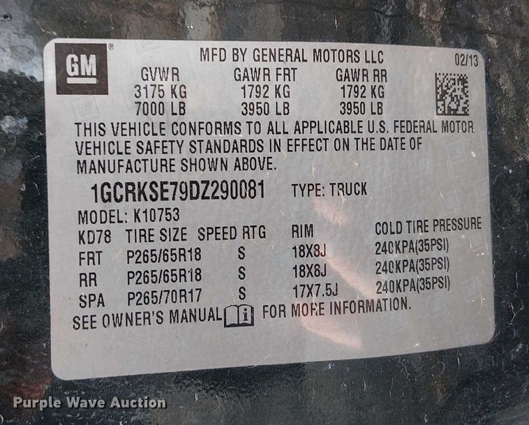 image for item FK0912 2013 Chevrolet Silverado 1500 Ext. Cab pickup truck