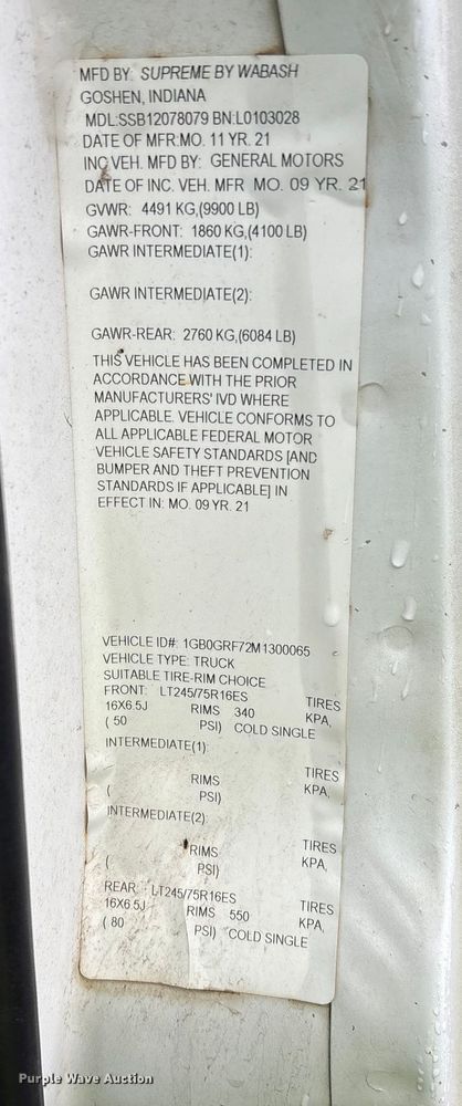 image for item YA1129 2021 Chevrolet Express 3500 delivery van