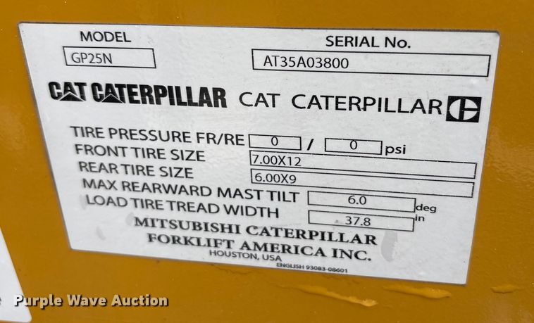image for item YA1406 Caterpillar GP25N forklift