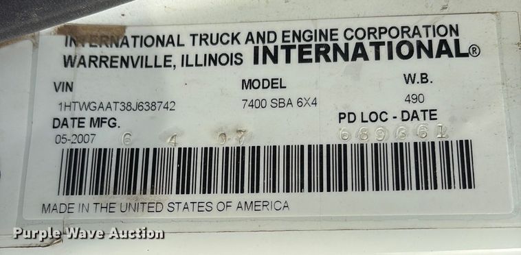 image for item DM1993 2008 International 7400 dump truck
