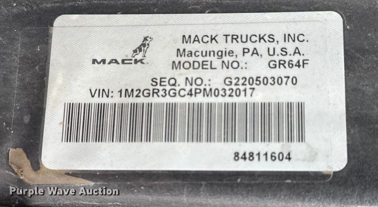 image for item DQ4182 2023 Mack Granite dump truck
