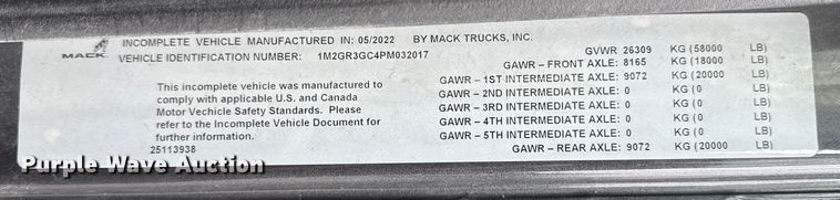 image for item DQ4182 2023 Mack Granite dump truck