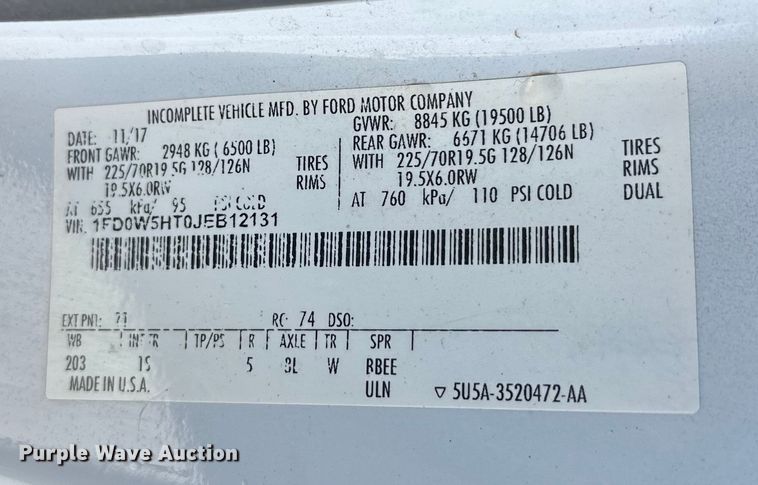 image for item DT6493 2018 Ford F550 flatbed truck