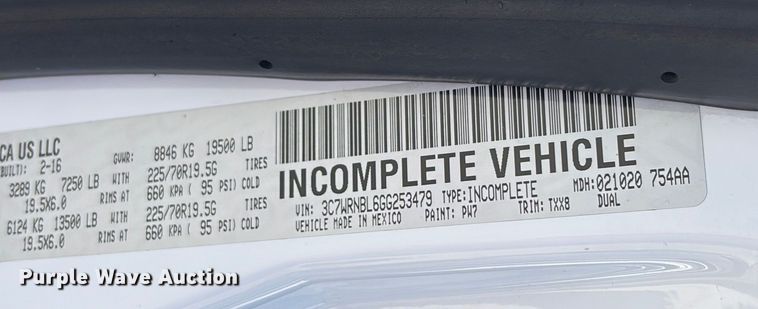 image for item DU0318 2016 RAM 5500HD bucket truck