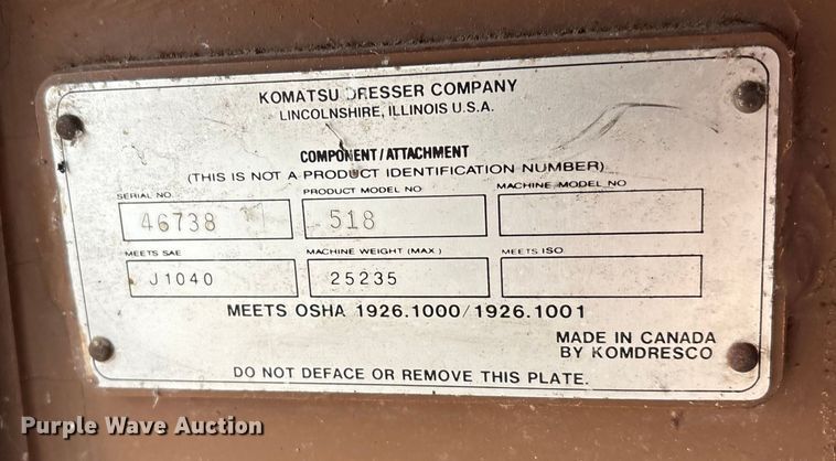 image for item DW7365 1991 Komatsu 518 wheel loader