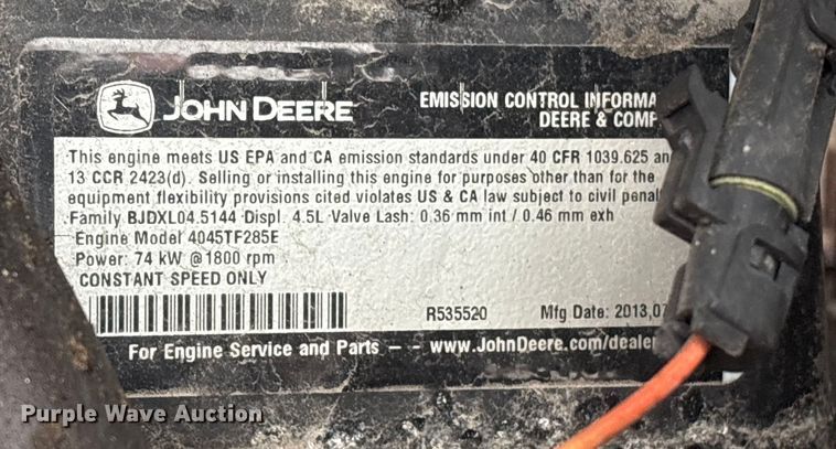 image for item EA7164 2013 Baldor TS80-3J generator