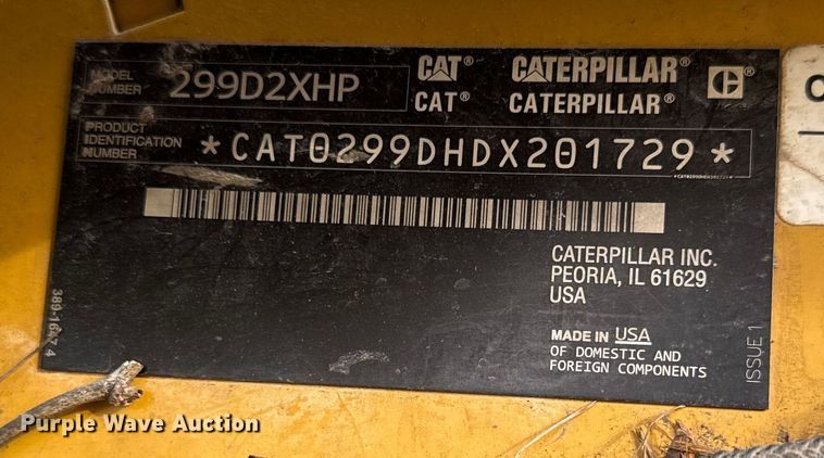 image for item EC4516 2017 Caterpillar 299D2 XHP tracked skid steer loader