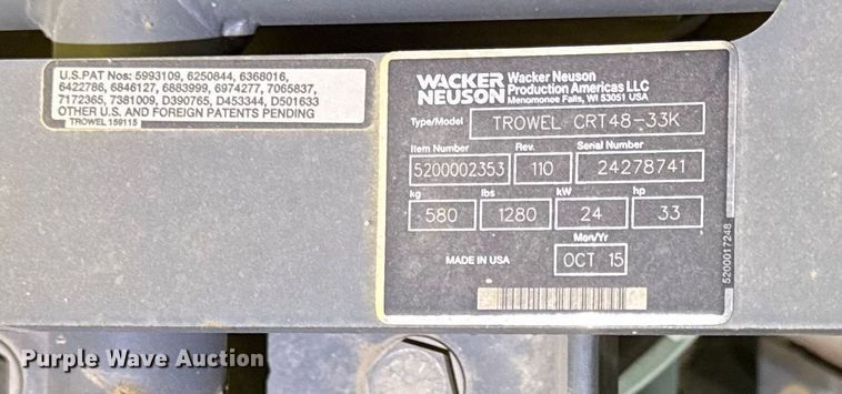 image for item EC4526 2015 Wacker Neuson CRT48 power trowel