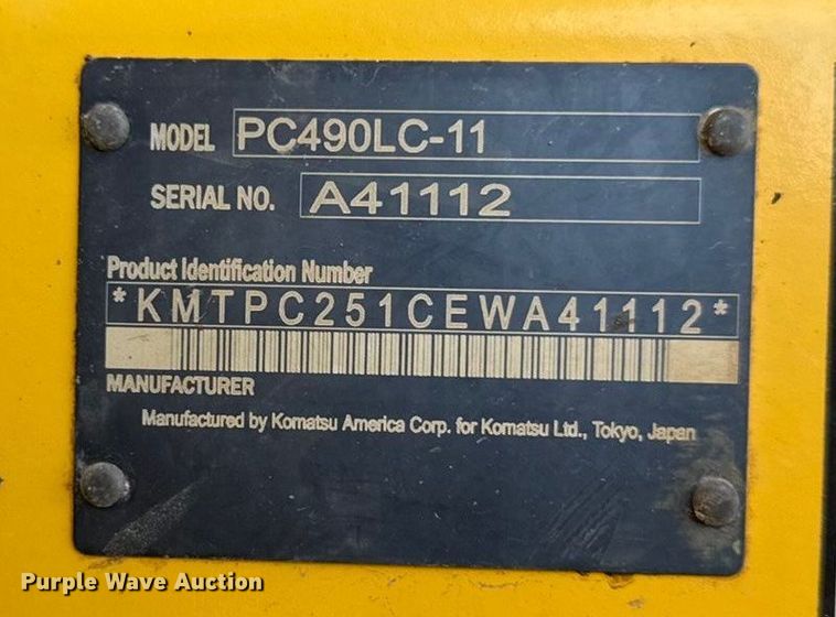 image for item EC4530 2015 Komatsu PC490LC-11 excavator
