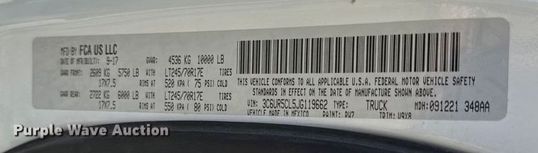 image for item EC4539 2018 RAM 2500 Crew Cab pickup truck