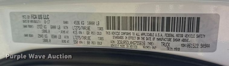 image for item EC4541 2017 RAM 2500 Crew Cab pickup truck